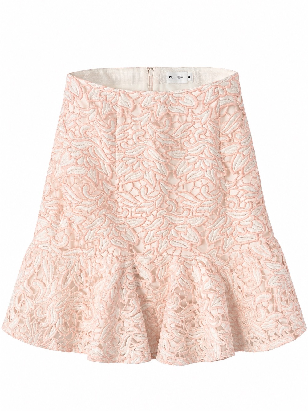 Club Monaco Pink White Lace Skirt Fully Lined Size 6 womens